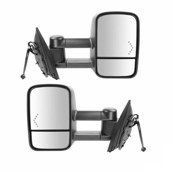 DAMAIJOY 2pcs Left & Right Side Textured Power Heated Operate Manual Folding and Telescoping Exterior Door Rear View Mirror Turn Signal Tow Mirror Signal for GMC,for Chevy 2pc TR00022