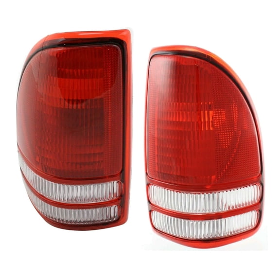 DAMAIJOY 2pcs Tail Light Bulb Rear Side Clear & Red Lens Taillights Taillamps Brake Lights Crew Truck for Dodge for Dakota SXT 02 04 & Base/SLT/Sport 97-04 & R/T 98-01 03 Left and Right