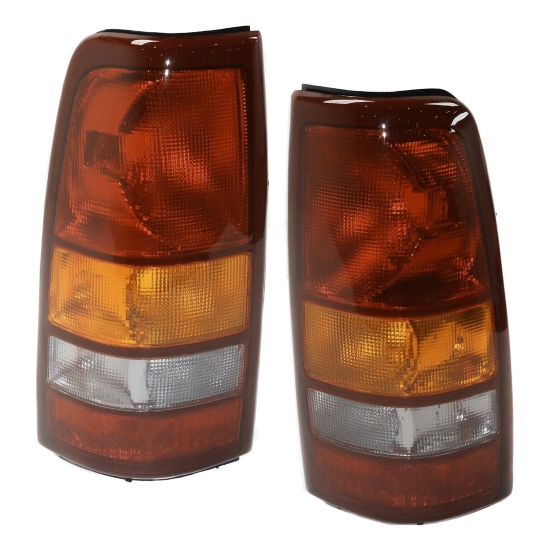 DAMAIJOY 2pcs Tail Light Driver Passenger Side Amber,Clear & Red Lens Housing Tail Lights Taillights Taillamps Brakelights for GMC,for Chevy Without Bulb(S)-Assembly Left and Right