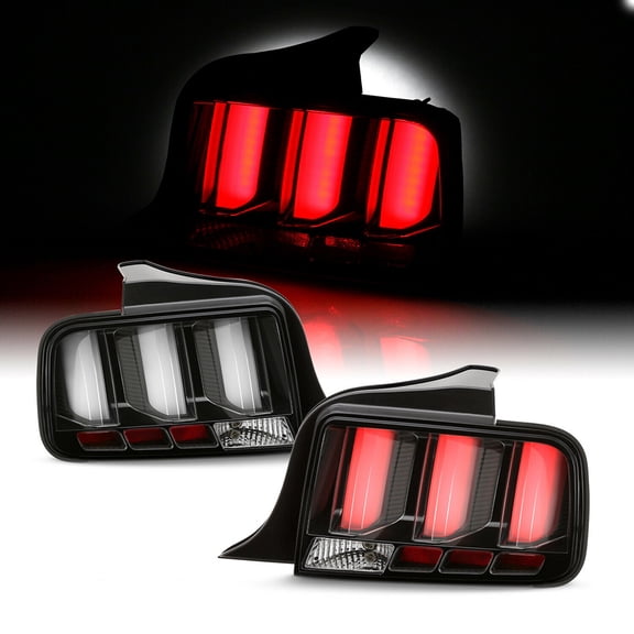 DAMAIJOY 2pcs Tail Light Front Left Right Driver Passenger Side Clear Lens Black Housing Tube Tail Lights W/ Signal for Ford for Mustang 2005-2009 FO2800191 6R3Z13405A