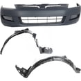 thumbnail image 1 of DAMAIJOY 3pcs Front Primed Bumper Cover Kit 5-Speed Without Fog Light Holes & Without Parking Aid Sensor Holes Without License Plate Cut-out for Honda for Accord EX/LX 2003-2005 HO1000211, 1 of 7