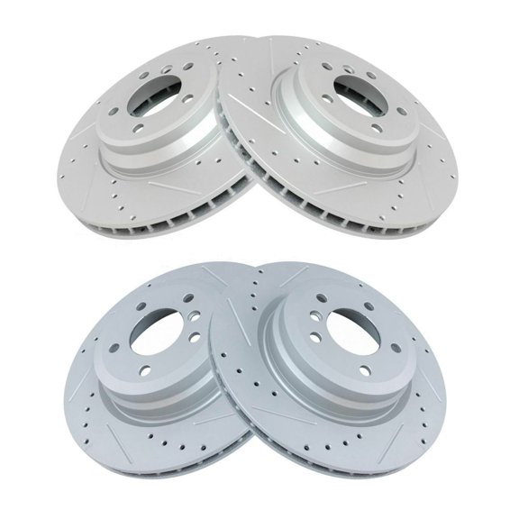 DAMAIJOY 4pcs Disc Brake Rotor Set Front Rear Left Right Coated Drilled and Slotted Kit for BMW for X1 for 335d for 335i for 335i xDrive for 335is for 335xi