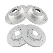 DAMAIJOY 4pcs Disc Brake Rotor Set Kit Assembly Front Rear Side Drilled for Acura for TL 3.5L/3.7L 2009-2014,for Honda for Odyssey 3.5L 2011-2014 BR900834 BD180290