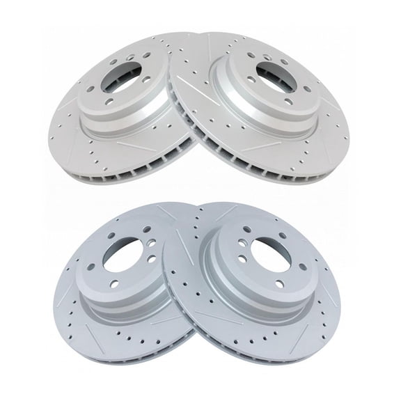 DAMAIJOY 4pcs Disc Brake Rotor Set Kit Front Rear Left Right Drilled Slotted Coated for BMW for X1 for 335d for 335i for 335i xDrive for 335is for 335xi BRA13982
