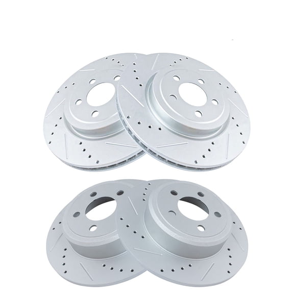 DAMAIJOY 4pcs Disc Brake Rotor Set Kit Front Rear Left Right G-Coated Drilled and Slotted for Challenger 09-17 for Charger 06-17 for Magnum 05-08 300 05-17
