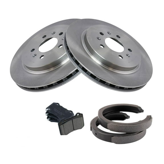 DAMAIJOY 4pcs Disc Brake Rotor and Pad Set Kit Rear Side ABS Ceramic with Parking Shoes for Cadillac for STS 2006-2008 68034993AA BKA28879