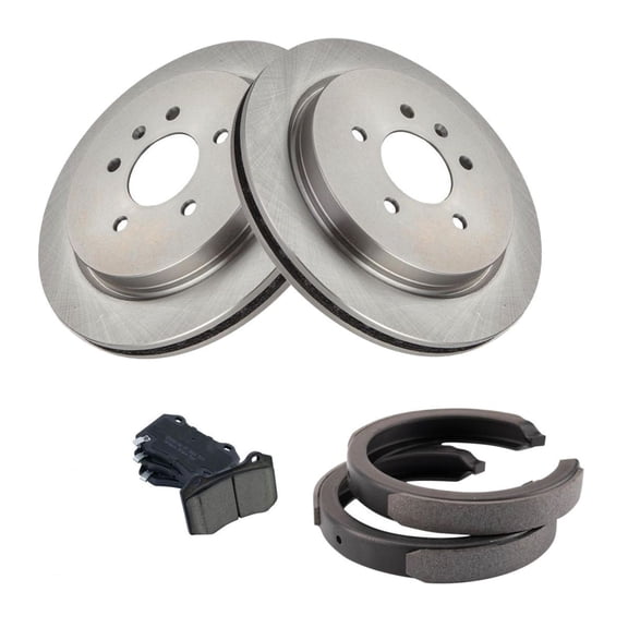 DAMAIJOY 4pcs Disc Brake Rotor and Pad Set Kit Rear Side ABS Ceramic with Parking Shoes for Cadillac for STS 2006-2008 BKA28877