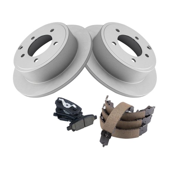 DAMAIJOY 4pcs Disc Brake Rotor and Pad Set Kit Rear Side Ceramic with Parking Shoes for Avenger 2008-2009 for Caliber 2007-2012 for Compass 2007-2014