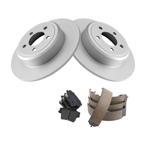 DAMAIJOY 4pcs Disc Brake Rotor and Pad Set Kit Rear Side Ceramic with Parking Shoes for Chrysler 300 05-17 for Dodge for Challenger 09-14 16