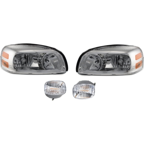 DAMAIJOY 4pcs Headlight Left Right Side Clear Lens W/ Bulb Headlamp for Buick for Terraza 05-07,for Chevy for Uplander 05-09,for Pontiac for Montana 05-09,for Saturn for Relay 05-07