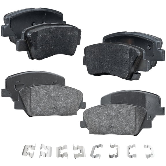 DAMAIJOY 8pcs Disc Brake Pad Kit Set Front Rear Side Semi Metallic Low Ceramic Slotted Nao for Hyundai for Veloster 1.6L 13-17,for Kia for Forte Koup 1.6L 14-16 for Forte5 1.6L 14-18