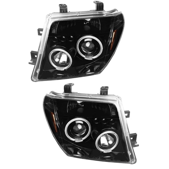 DAMAIJOY Black Projector Headlights Lamps Heavy Duty ABS Plastic Housing / Polycarbonate Lens Front Left Right for Nissan for Frontier 2006-2008 for Pathfinder 2005-2007 26060EA525 26010EA525