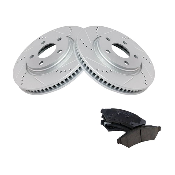 DAMAIJOY Brake Rotor & Coated & Ceramic Pad Front Kit W/ 5 Lug-Wheel Lug Count for Grand Prix 2005-2008 for LaCrosse 2005-2008 for Montana 2005 for Relay 2005 for Terraza 2005 for Uplander 2005