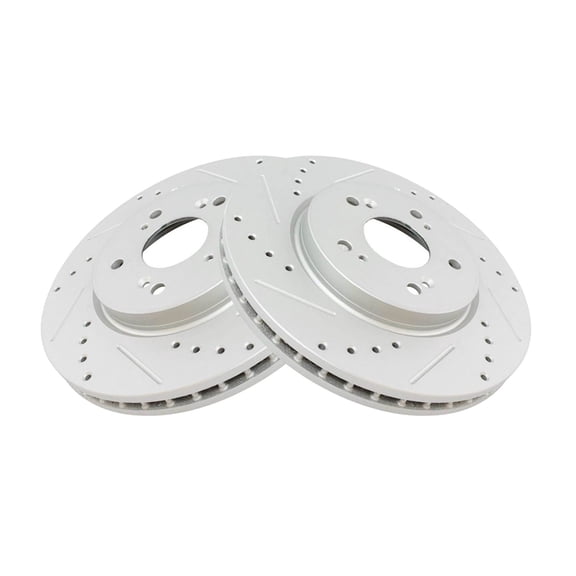 DAMAIJOY Brake Rotor Drilled Slotted Coated Front Pair Cast Iron 2pcs Vented 5-Stud/Lug Hole Qty for Accord Crosstour 10-11 for CR-V 07-16 for Crosstour 12-15 for RDX 07-12