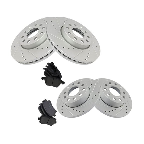 DAMAIJOY Ceramic Brake Pad & Coated Rotor Kit W/ 5 Lug-Wheel Lug Count for Audi for A3 2.0L 09-10 for A3 Quattro 2.0L 09-10,for VW for Jetta 2.5L 05-10 & 2.0L 07-10 for Rabbit 2.5L 06-09