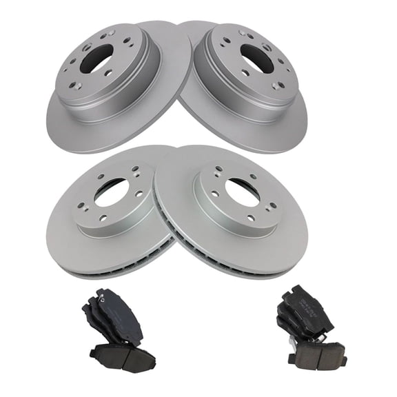 DAMAIJOY Ceramic Brake Pad & Coated Rotor Set Front & Rear 5 Lug-Wheel Lug Count for Honda for Element 2.4L 2003-2011