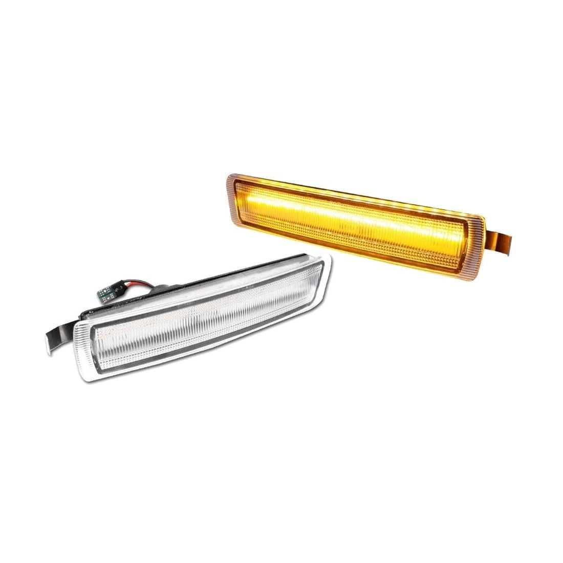DAMAIJOY Clear Amber Front Side Marker Lights Black ABS Housing Bulbs ...