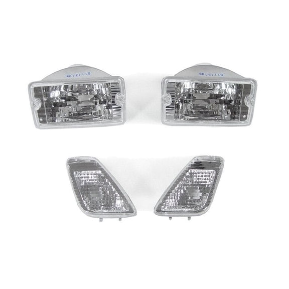 DAMAIJOY Crystal Clear Bumper Signal Lights + Quarter Panel Side Markers for Jeep for Wrangler 1997-2006 Tj Incandescent-Bulb Type ABS Plastic Lens