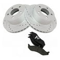 thumbnail image 1 of DAMAIJOY Disc Brake Rotor and Pad Set Kit Front Left Driver Right Passenger Side Ceramic Smooth Crossdrilled for Wrangler for Wagoneer for TJ for Grand Cherokee, 1 of 8