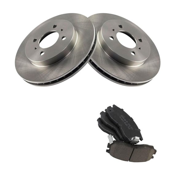 DAMAIJOY Disc Brake Rotor and Pad Set Kit Front Left Driver Right Passenger Side Ceramic Smooth for Mitsubishi for Mirage 1.5L/1.8L 1999-2002 4 Lug-Wheel Lug Count BKA10581