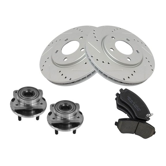DAMAIJOY Disc Brake Rotor and Pad Set Kit Front Rear Side ABS Ceramic Wheel Bearing for Chrysler for Town & Country 01-06 for Voyager 01-03 for Dodge for Caravan 01-07