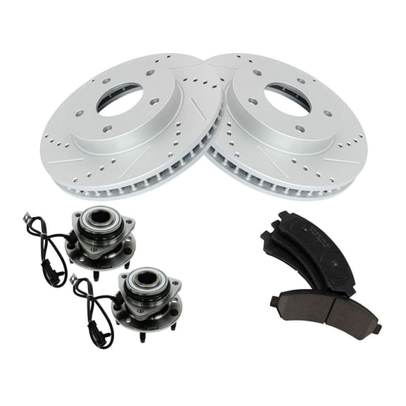 DAMAIJOY Disc Brake Rotor and Pad Set Kit Front Side Ceramic Wheel Hub for Blazer 1997-2005 for Bravada 1997-2001 for Hombre 1998-2000 for Jimmy 1997-2001 for Sonoma 1998-2004 for S10 1998-2004