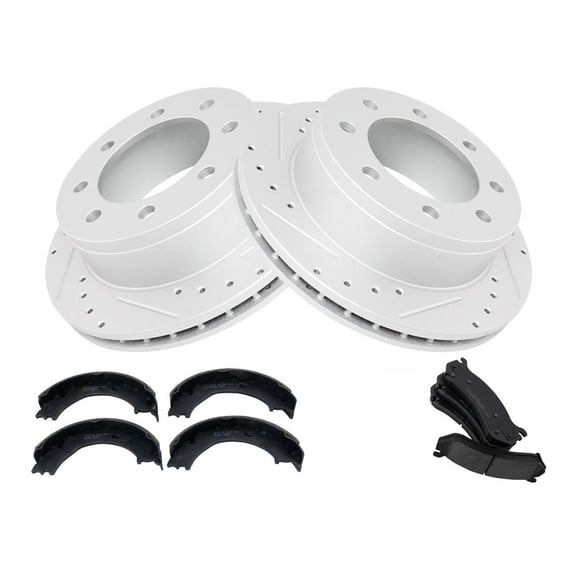 DAMAIJOY Disc Brake Rotor and Pad Set Kit Rear Side Posi Ceramic with Parking Shoes for Yukon XL 2500 01-06 08-09,for Suburban 2500 01-06 08-09,for Yukon XL 2500 01-06 08-09 15886462 05018550AA