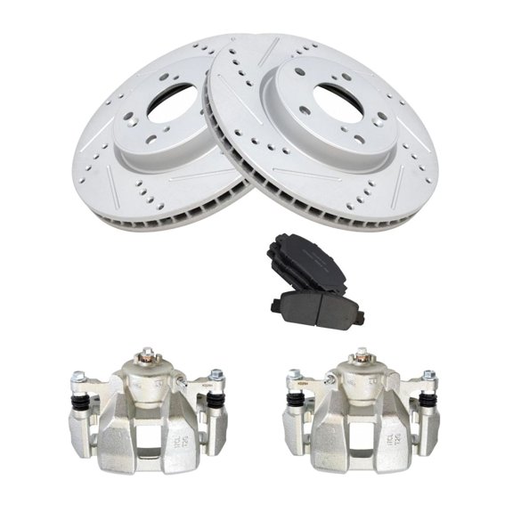 DAMAIJOY Front Brake Calipers Ceramic Pads & Drilled Rotors 5 Lug-Wheel Lug Count for Honda for Accord 2.4L/3.5L 2013-2017