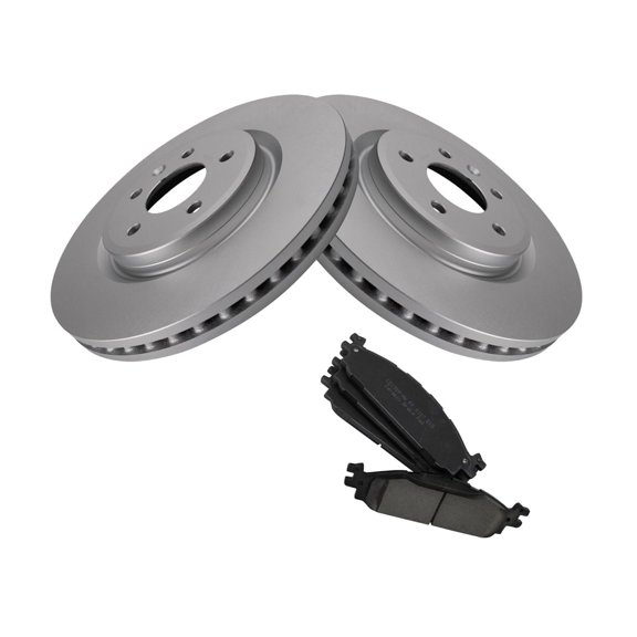 DAMAIJOY Front Ceramic Brake Pad & Coated Rotor Kit w/Fluids 5 Lug-Wheel Lug Count for Explorer 2011-2019 for Flex 2009-2019 for MKS 2009-2012 for MKT 2010-2019 for Taurus 2010-2019