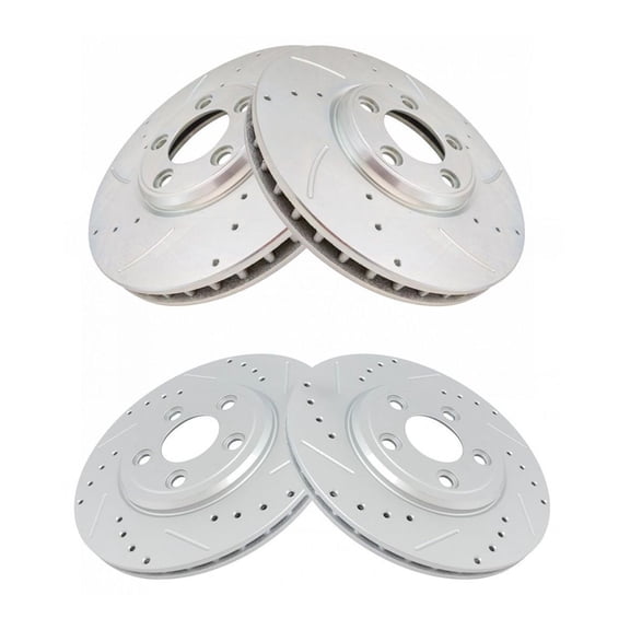 DAMAIJOY Front Rear Drilled Slotted Zinc Coated Rotor Kit 4pcs 5 Lug 11.81 in. for Ford for Thunderbird 2002-2005, for Jaguar for S-Type 2000-2005, for Lincoln for LS 2000-2006