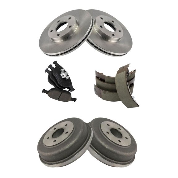 DAMAIJOY Front Rear Posi Ceramic Disc Brake Pad Shoe Rotor & Drum Kit 5 Lug-Wheel Lug Count for Ford for Transit Connect 2.0L 2010-2013 773628274