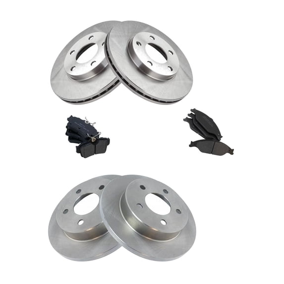 DAMAIJOY Front & Rear Semi Metallic Brake Pad & Rotor Kit 5 Lug-Wheel Lug Count for Ford for Mustang 3.8L/4.6L 1999-2004