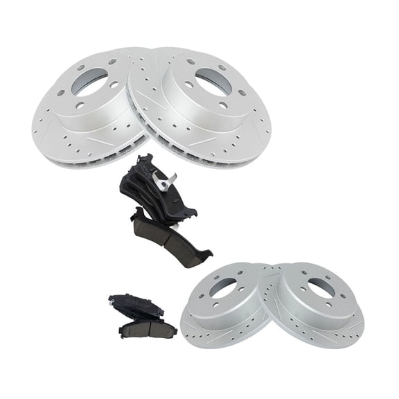 DAMAIJOY Front & Rear for Ford for Explorer 4.0L 1995-2001 & 5.0L 1996-2001 Rotor & Ceramic Brake Pad Kit W/ 5 Lug-Wheel Lug Count