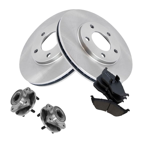 DAMAIJOY Front Wheel Hub Ceramic Brake Pad Rotor Kit Set Ball Bearing Type for Caravan 96-00 for Grand Caravan 96-00 for Grand Voyager 96-00 for Town & Country 96-00 for Voyager 96-00