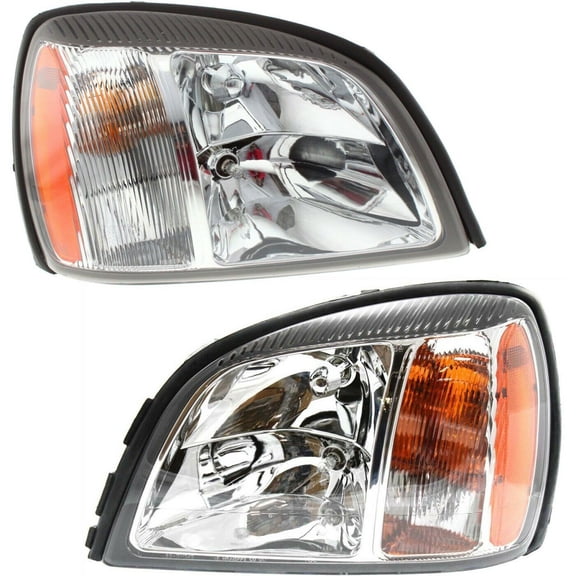 DAMAIJOY Headlight Set for Cadillac for DeVille Base/DHS/DTS/Protection Series 04-05 Left and Right with Bulb 2pc (2) Headlights Clear Lens 14858384 19245434