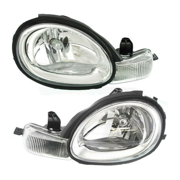 DAMAIJOY Headlight Set for Chrysler for Neon Base 00-02,for Dodge for Neon ES/LE/LX/SE 00-02 & ACR/Base/R/T 01-02,for Plymouth for Neon High Line/LX 00-01 Left & Right Chrome Interior 2pc