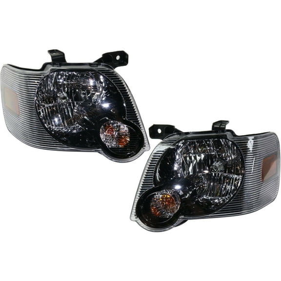 DAMAIJOY Headlight Set for Ford for Explorer Eddie Bauer/Limited/XLT 07-10 Base Left and Right with Bulb 2pc (2) Headlights Smoked Lens Black Interior FO2503230 8L2Z13008B