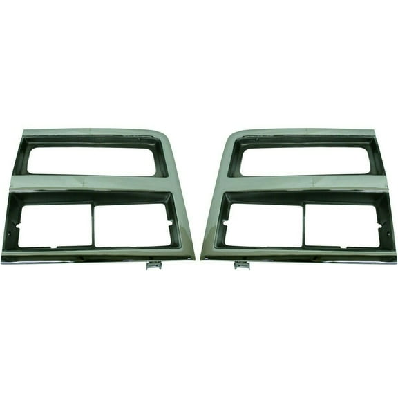 DAMAIJOY Headlight Trim Bezels Argent/Gray & Chrome Left & Right Pair Set for Chevy for Blazer Scottsdale/Silverado 1989-1991 for R/V 1500/2500 Suburban Scottsdale/Silverado 1989-1991 Truck