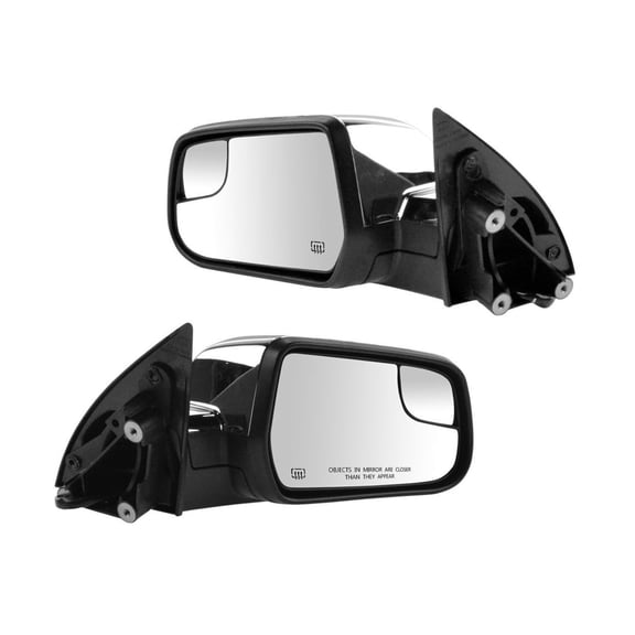 DAMAIJOY Heated Power Textured Black with Chrome Cap Cover Left Mirror 2 Piece Convex Spotter Glass for Chevy for Equinox LS/LT/LTZ 10-14,for GMC for Terrain SLE/SLT 10-14 & Denali 13-14