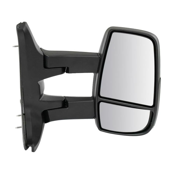 DAMAIJOY Mirror Long Arm Power Textured Black Right Passenger Side for Ford Low Roof Plastic Electric-Adjustment Type 3pc Manual-Fold Away Mechanism Clear-Glass