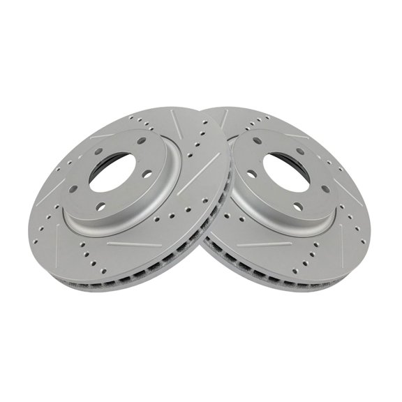 DAMAIJOY for Quest 04-09 11-17 for M45 03-04 for Q45 02-06 Brake Rotor Drilled & Slotted Coated Front Pair Cast Iron 1.02 Thickness 114 Mm4.5 in-Mounting Bolt Hole Circle Diameter 2 Piece