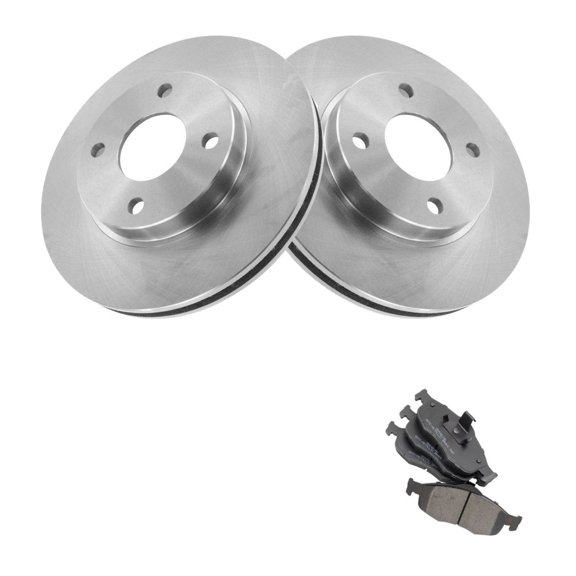 DAMAIJOY Rotor & Brake Pad Metallic Front Left Right Kit w/Fluids 4 Lug-Wheel Lug Count for Ford for Contour 2.0L/2.5L 1995-2000