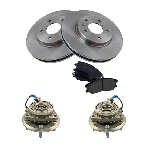 DAMAIJOY Wheel Bearing & Ceramic Brake Pad & Rotor Front Kit w/Fluids for Chevy for Equinox,for Pontiac for Torrent,for Saturn for Vue,for Suzuki for XL-7 Suv 5 Lug 11.65 in