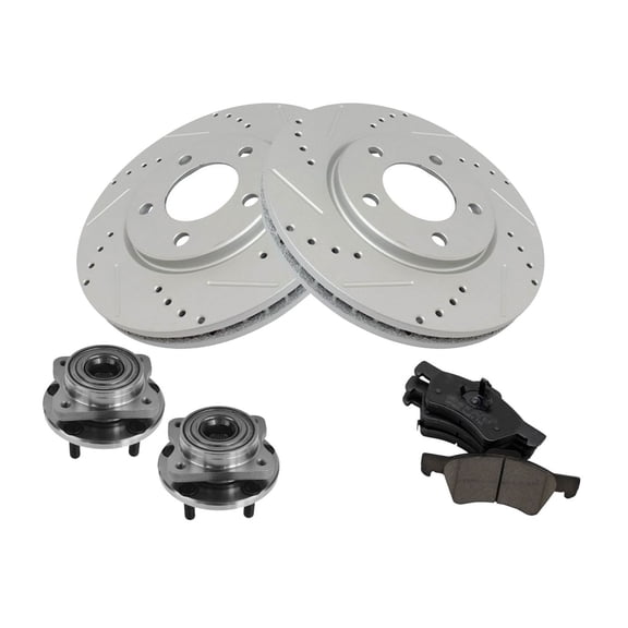 DAMAIJOY Wheel Hub Ceramic Brake Pad for Chrysler for Town & Country 3.3L/3.8L 2001-2007,for Dodge for Caravan 2.4L/3.3L 2001-2007 for Grand Caravan 3.3L/3.8L 2001-2007 Rotor Front Kit