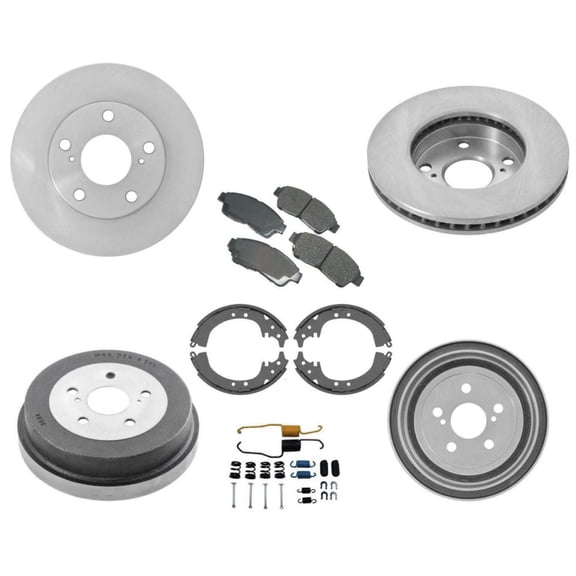 DAMAIJOY for Toyota for Camry 1992-1999 Brake Rotors Pads Rear Drums Shoes Spring Kit Ceramic-Pad Material 160492