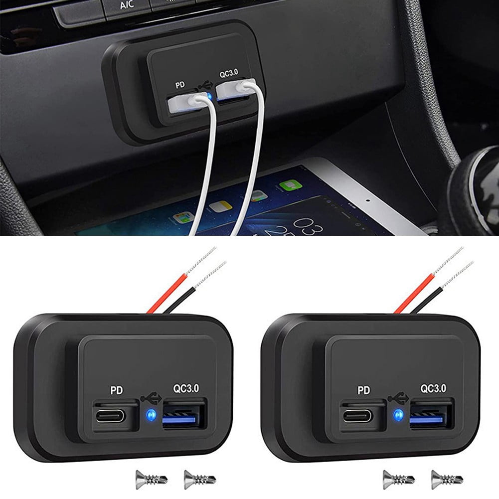 Chargeur Guidon Ip66 Chargeur USB étanche Pour Moto - Double Port USB-C 30W Et USB-A 18W - IP66 - Guidon 22-25,4 Mm - 12V/24V Double Port Usb Moto
