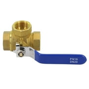 DAMIFU 1PC 3 Way Brass Ball Valve, L/T Bore Valve Ball Valve For Water Oil Gas DN20 T type