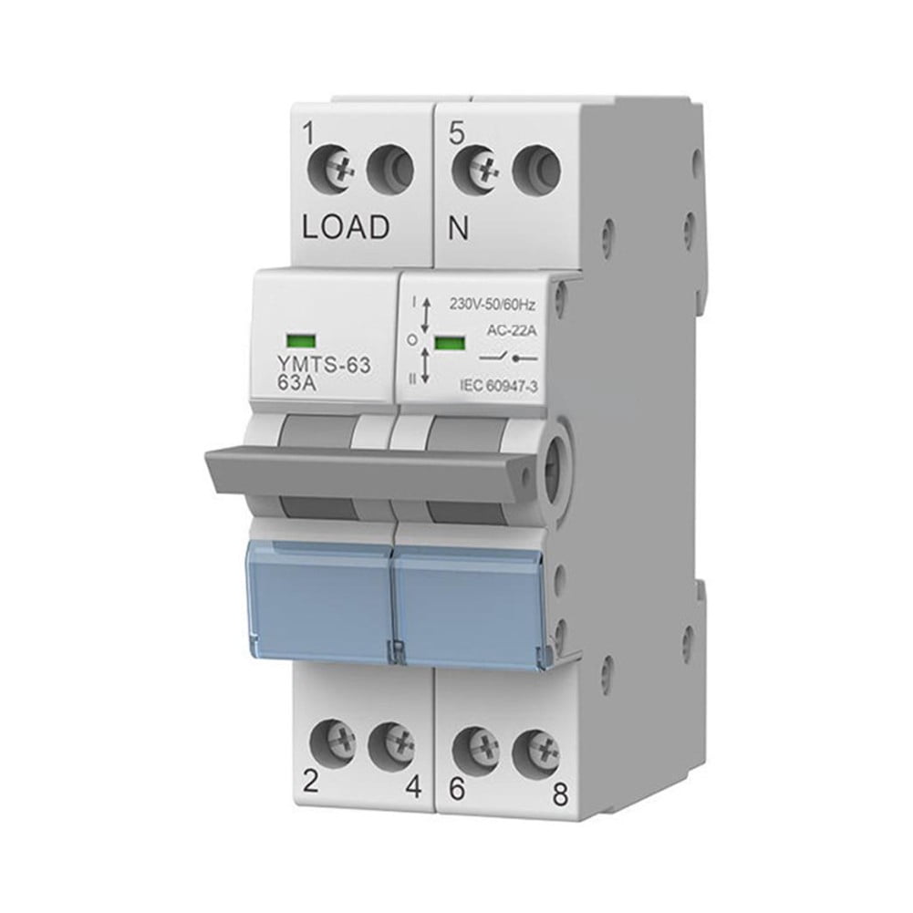 DAMIFU 1pc YMTS-63 Manual Changeover Transfer Switch Dual Power For Grid and Generator YMTS-63 2P 63A