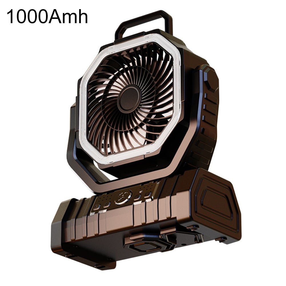 DAMIFU 20000mAh Operated Fan Portable Rechargeable Desk Camping Fan LED Light Hook Black 1000mAh