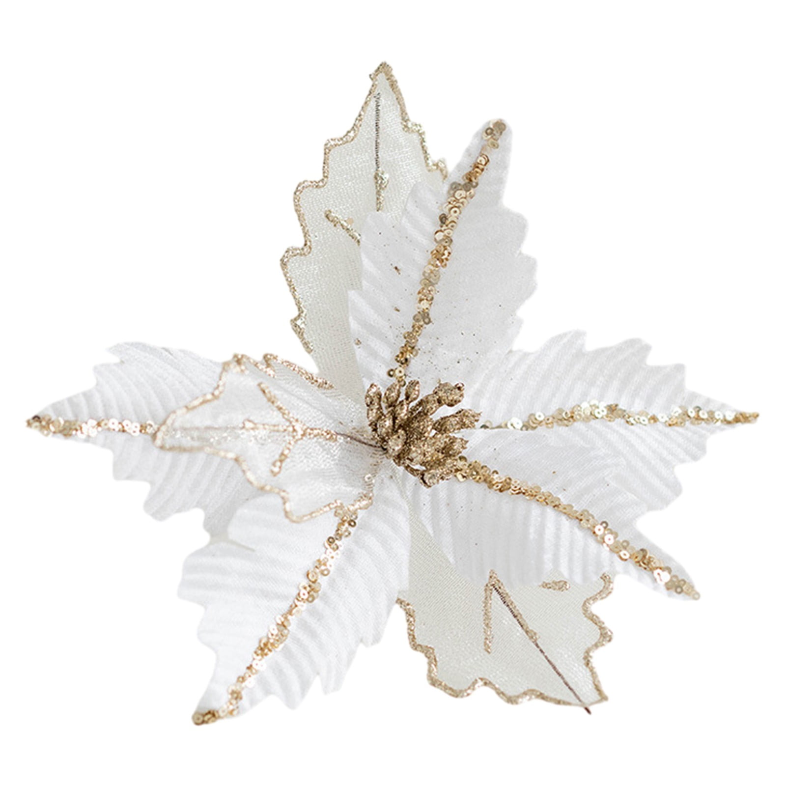 DAMIFU 25cm Christmas Poinsettia Glitter Flower Hanging Xmas Party Tree